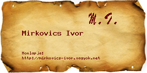 Mirkovics Ivor névjegykártya